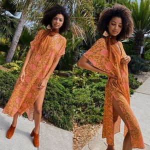 Novella Royale - The Margo Caftan -Copper Flamenco, Size M/L Kaftan Dress Floral